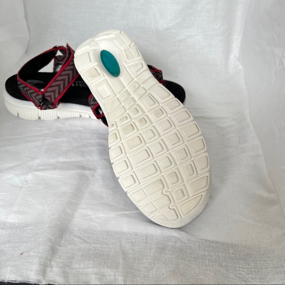 Tony Little CHEEKS Sandals Fit Body Straps Hook & Loop Red Black Fabric US Sz 7 - Picture 9 of 9